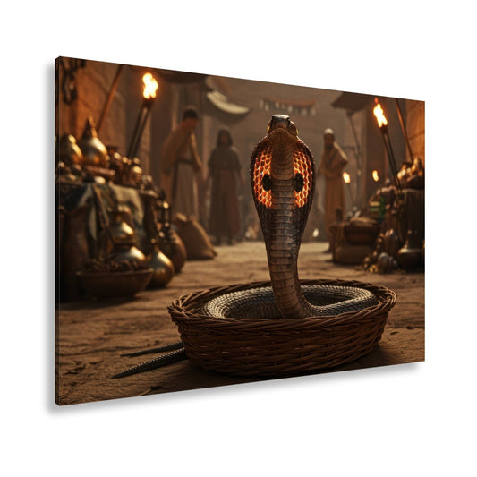 Leinwandbild Königskobra – Erhebt sich im belebten Bazar XXL - deyoli
