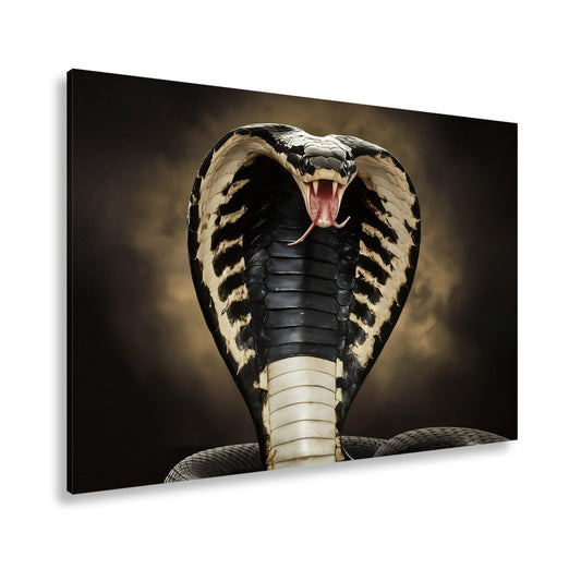 Leinwandbild Königskobra im Angriff – Eleganz mit tödlicher Kraft XXL - deyoli