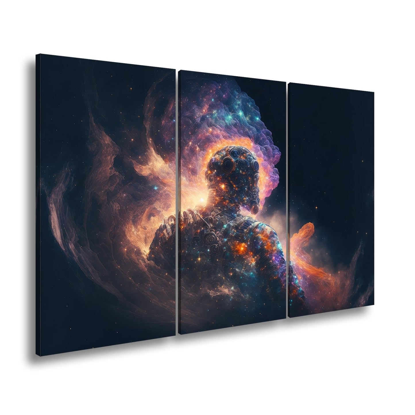 Leinwandbild Kosmische Gestalt schwebt im Licht der Galaxien XXL – Weltraum - deyoli