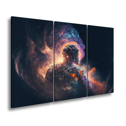 Leinwandbild Kosmische Gestalt schwebt im Licht der Galaxien XXL – Weltraum - deyoli