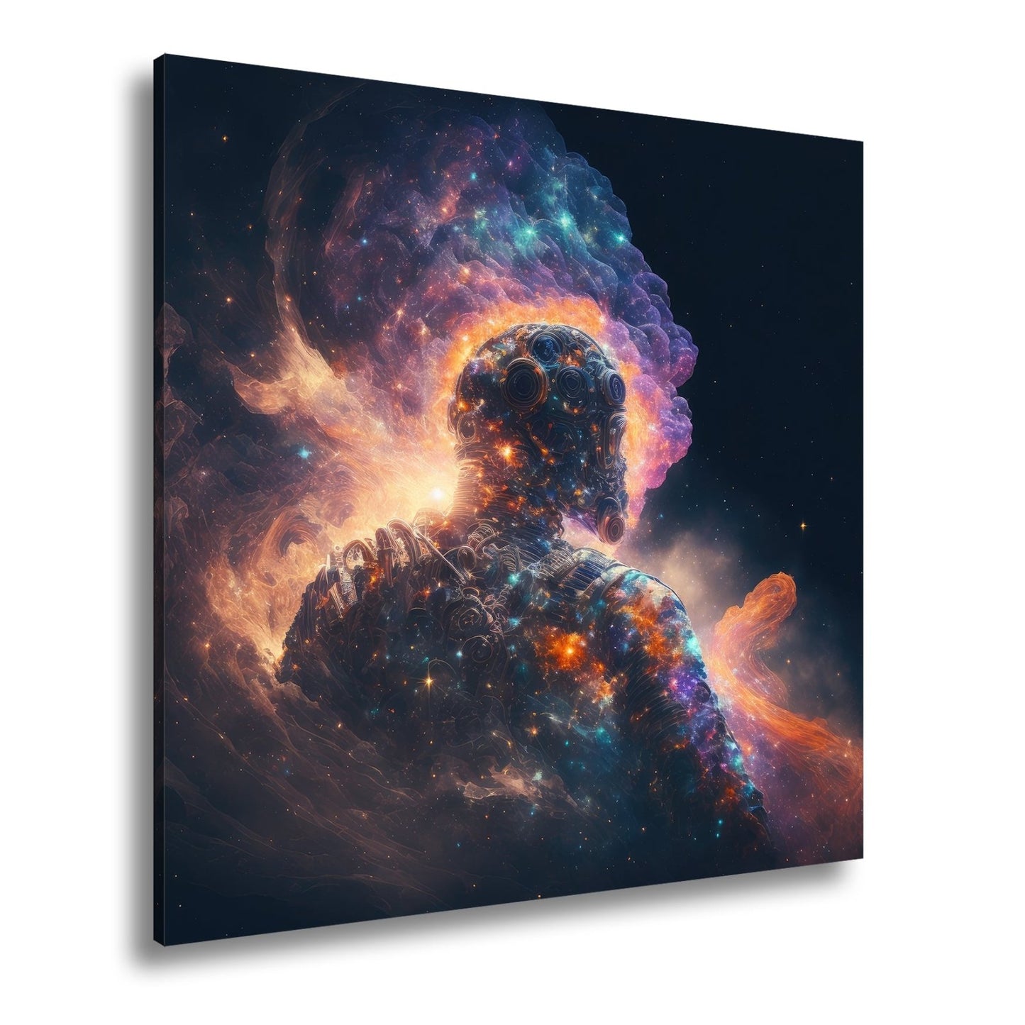 Leinwandbild Kosmische Gestalt schwebt im Licht der Galaxien XXL – Weltraum - deyoli