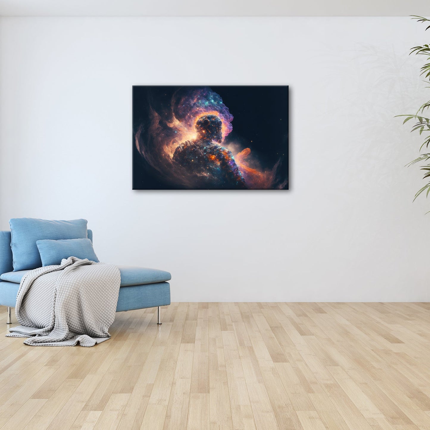 Leinwandbild Kosmische Gestalt schwebt im Licht der Galaxien XXL – Weltraum - deyoli
