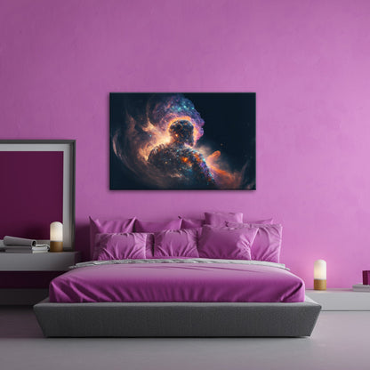 Leinwandbild Kosmische Gestalt schwebt im Licht der Galaxien XXL – Weltraum - deyoli