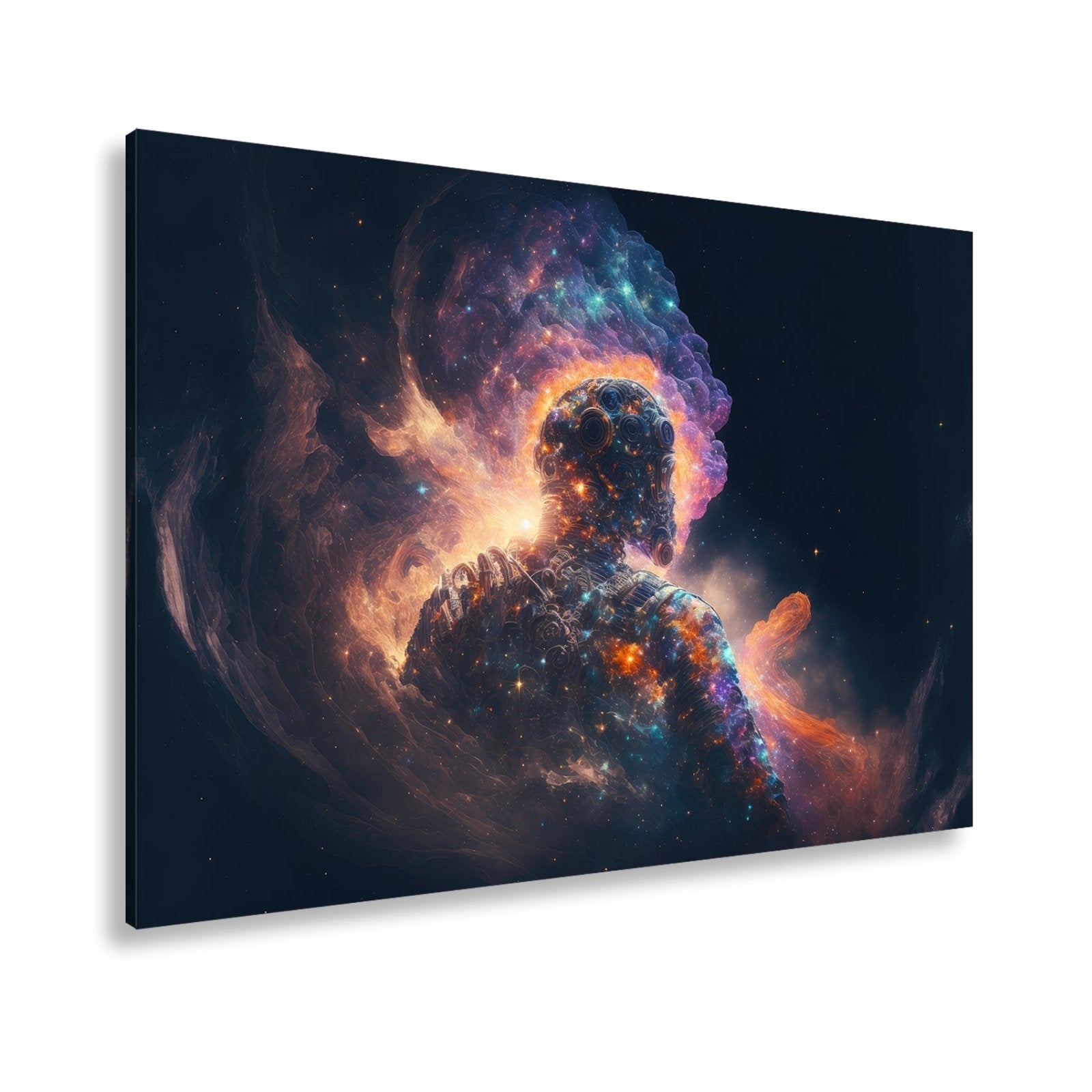 Leinwandbild Kosmische Gestalt schwebt im Licht der Galaxien XXL – Weltraum - deyoli