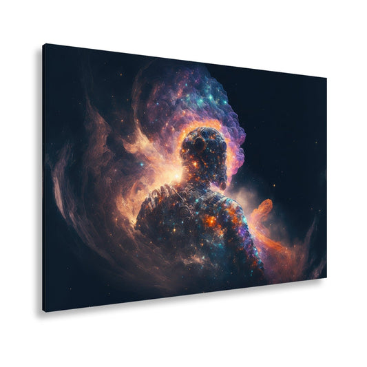 Leinwandbild Kosmische Gestalt schwebt im Licht der Galaxien XXL – Weltraum - deyoli