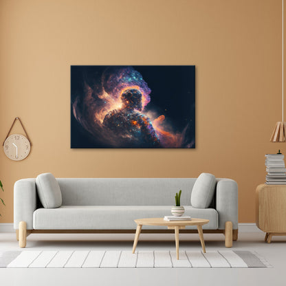 Leinwandbild Kosmische Gestalt schwebt im Licht der Galaxien XXL – Weltraum - deyoli