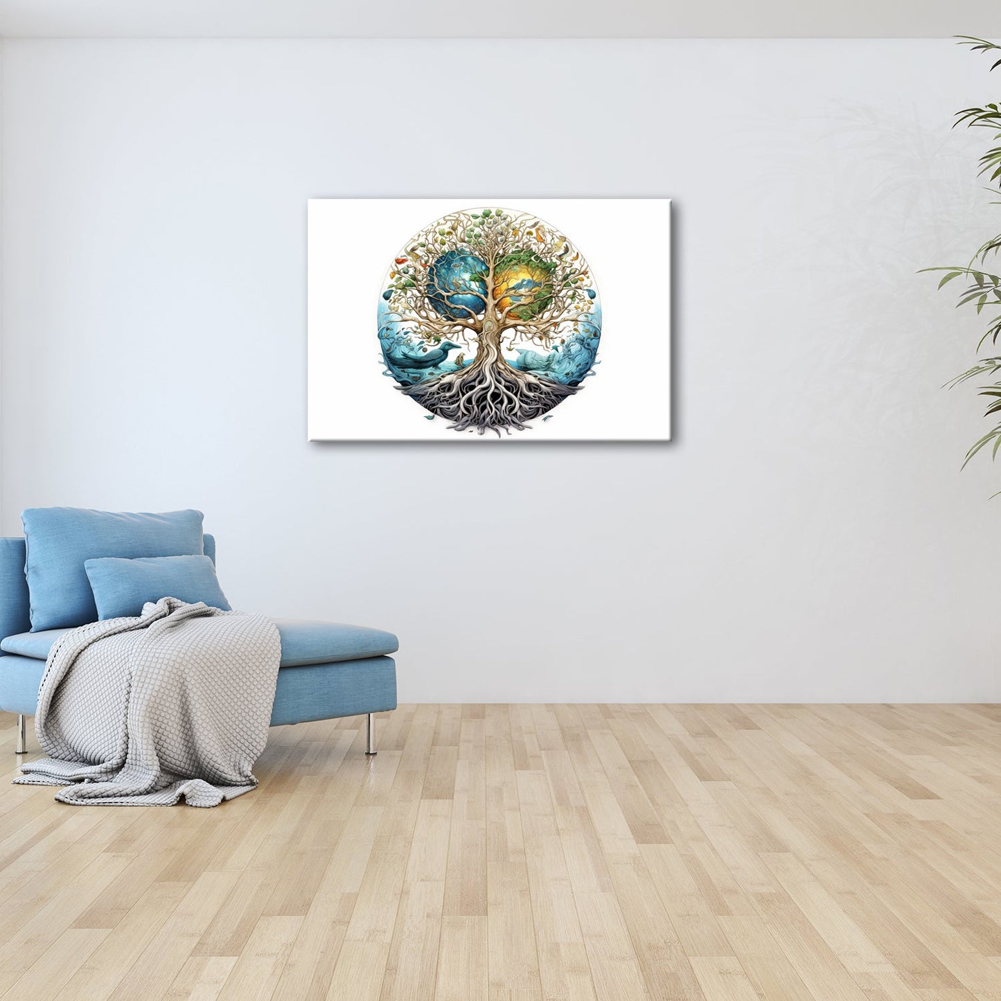 Leinwandbild Kosmischer Lebensbaum, verwoben mit Himmel und Erde. - deyoli