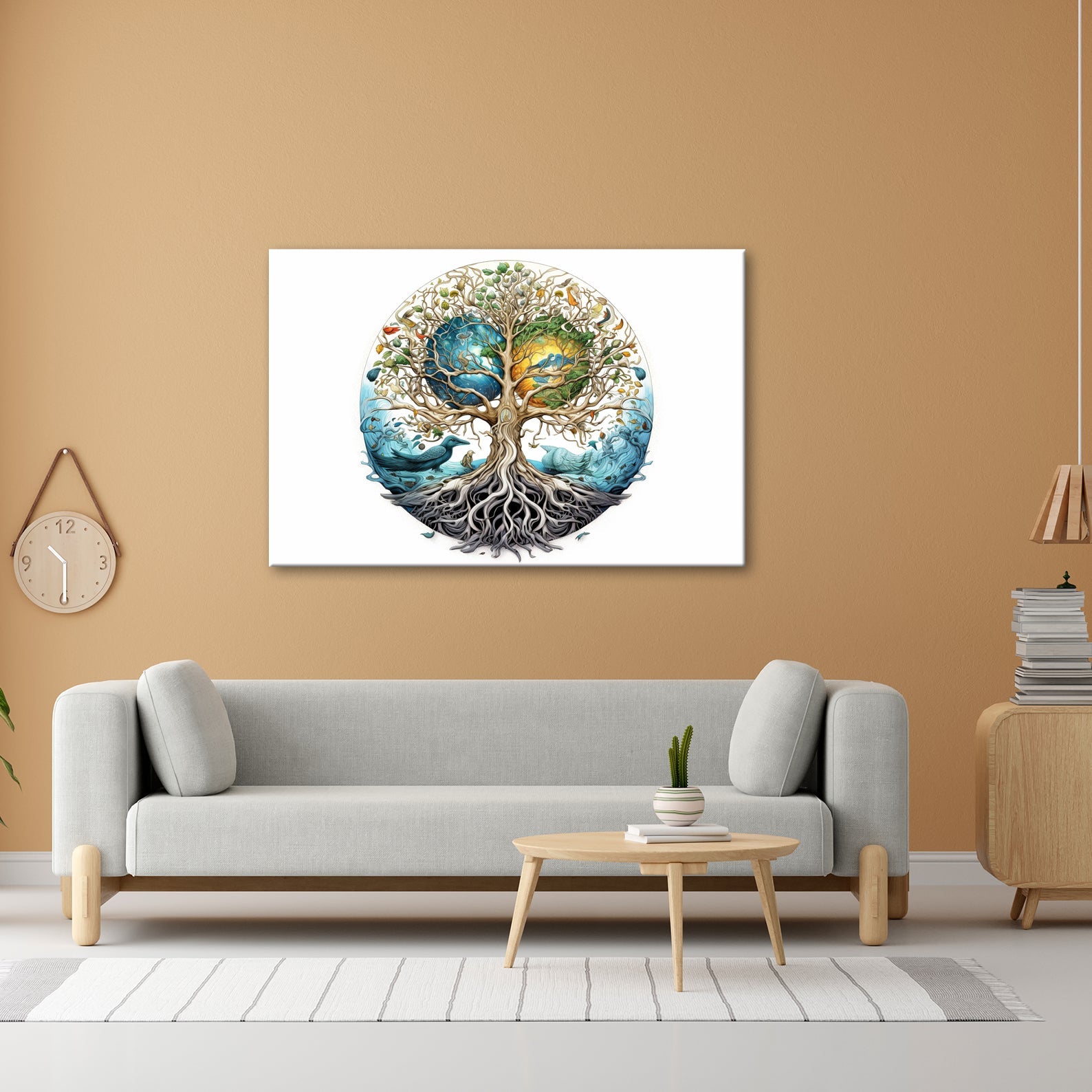 Leinwandbild Kosmischer Lebensbaum, verwoben mit Himmel und Erde. - deyoli