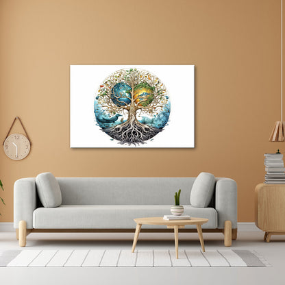 Leinwandbild Kosmischer Lebensbaum, verwoben mit Himmel und Erde. - deyoli