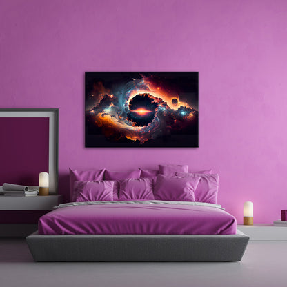Leinwandbild Kosmisches Feuer XXL – Wirbelt um ein leuchtendes Sternenherz - deyoli