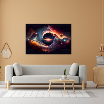 Leinwandbild Kosmisches Feuer XXL – Wirbelt um ein leuchtendes Sternenherz - deyoli