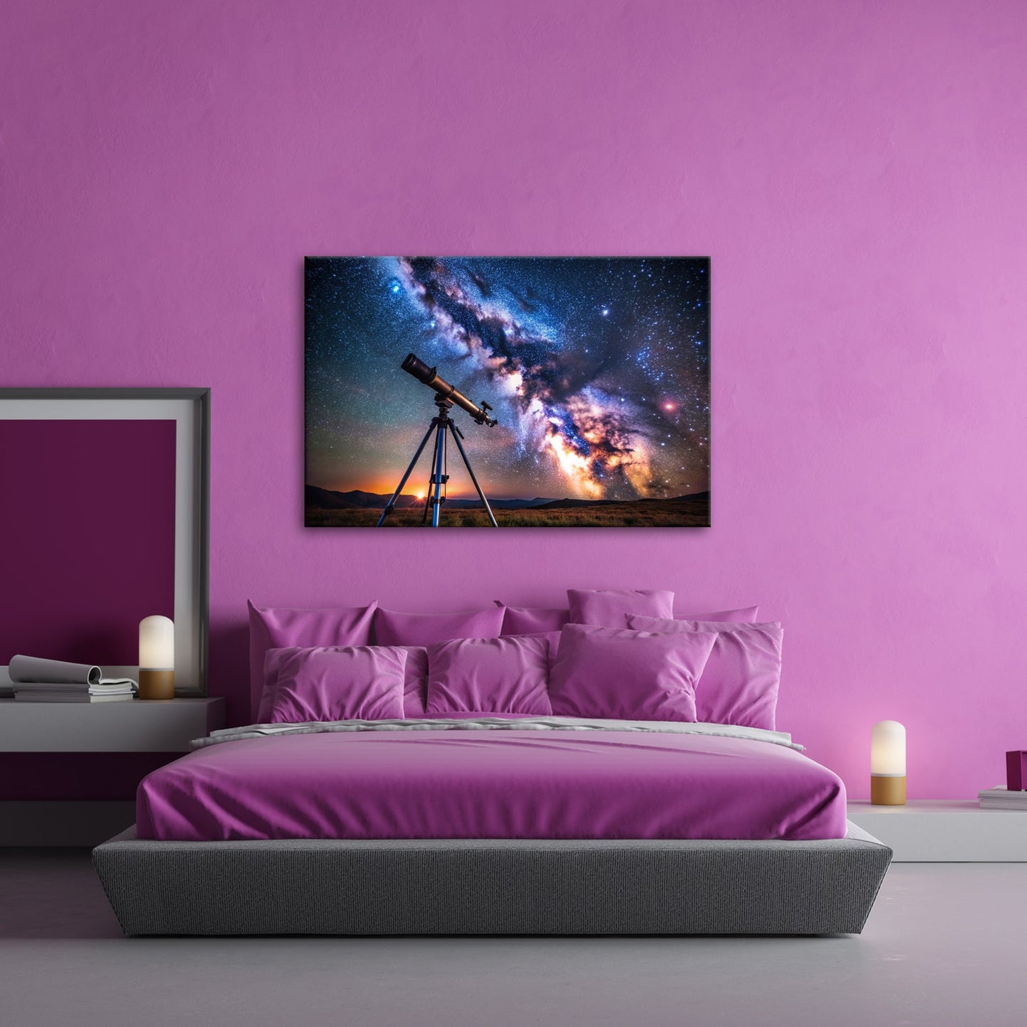 Leinwandbild Kosmos XXL – Sternenhimmel über stiller Landschaft - deyoli