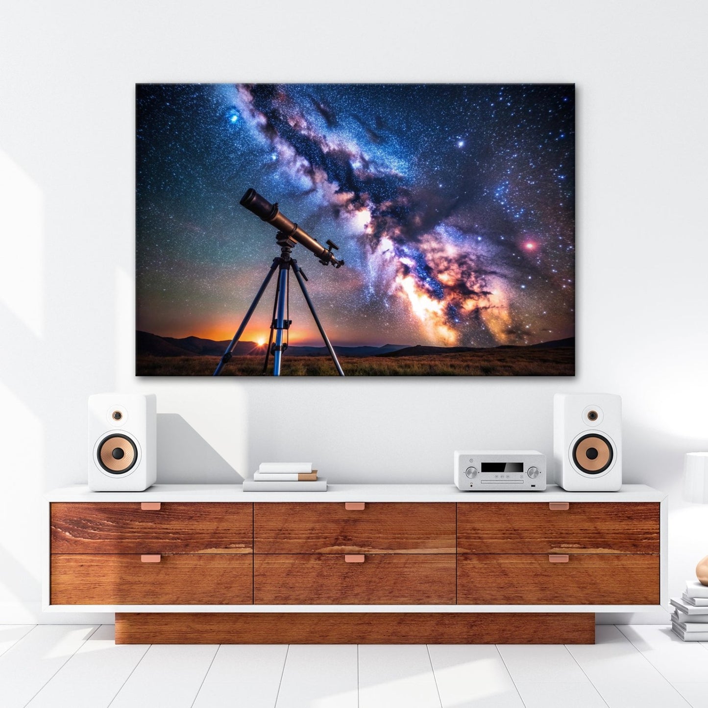 Leinwandbild Kosmos XXL – Sternenhimmel über stiller Landschaft - deyoli