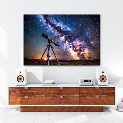 Leinwandbild Kosmos XXL – Sternenhimmel über stiller Landschaft - deyoli