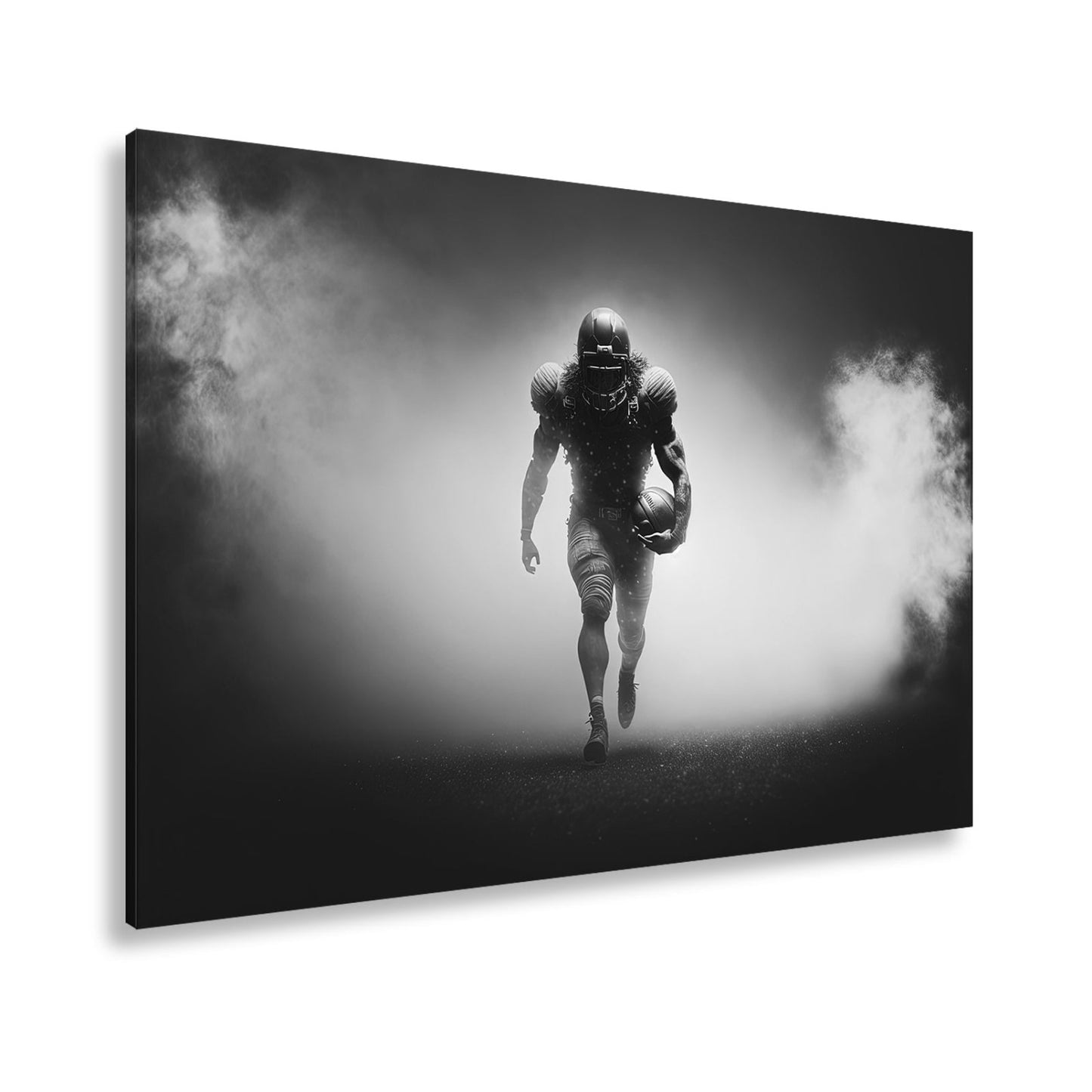 Leinwandbild Krieger des Spiels taucht aus dem Nebel der Spannung auf. - deyoli