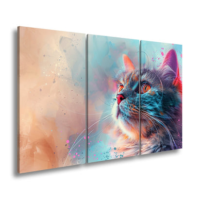 Leinwandbild Kunst und Katze – ein Blick, getaucht in Farben und Fantasie - deyoli