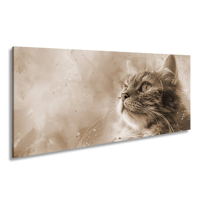 Leinwandbild Kunst und Katze – ein Blick, getaucht in Farben und Fantasie - deyoli