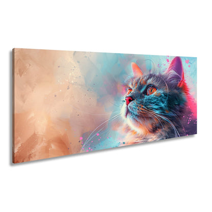 Leinwandbild Kunst und Katze – ein Blick, getaucht in Farben und Fantasie - deyoli
