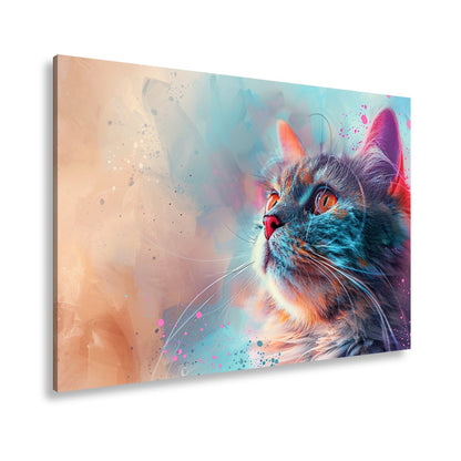 Leinwandbild Kunst und Katze – ein Blick, getaucht in Farben und Fantasie - deyoli