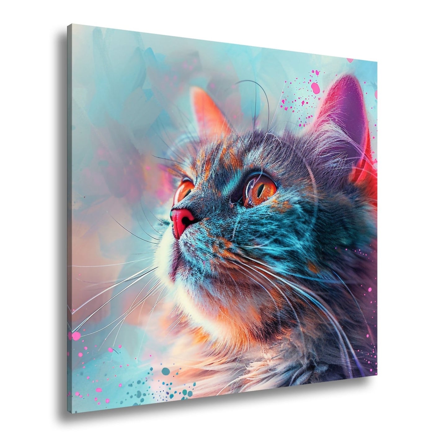 Leinwandbild Kunst und Katze – ein Blick, getaucht in Farben und Fantasie - deyoli