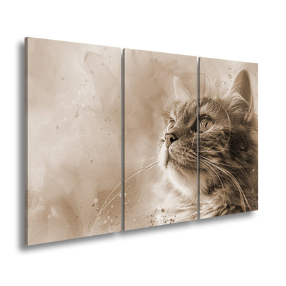 Leinwandbild Kunst und Katze – ein Blick, getaucht in Farben und Fantasie - deyoli