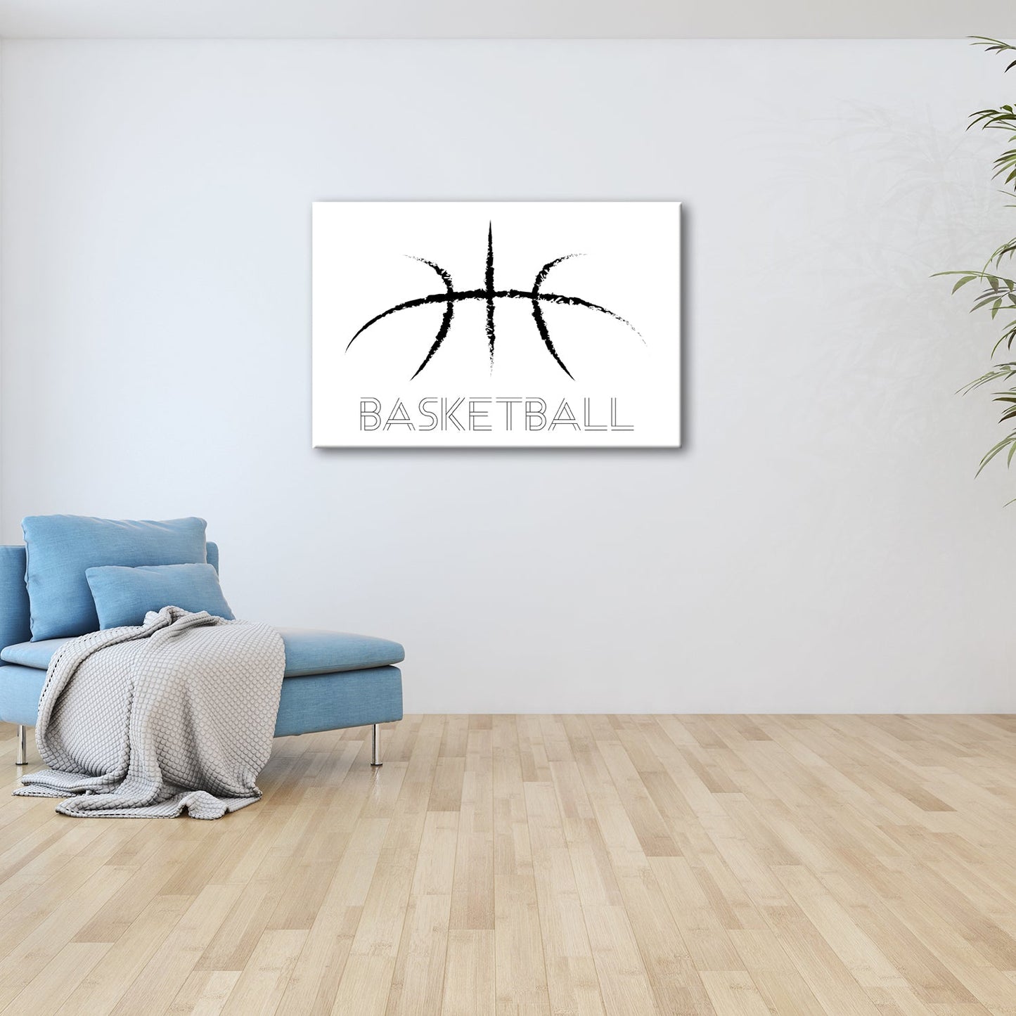 Leinwandbild Künstlerischer Basketball mit stilisiertem Schriftzug - deyoli