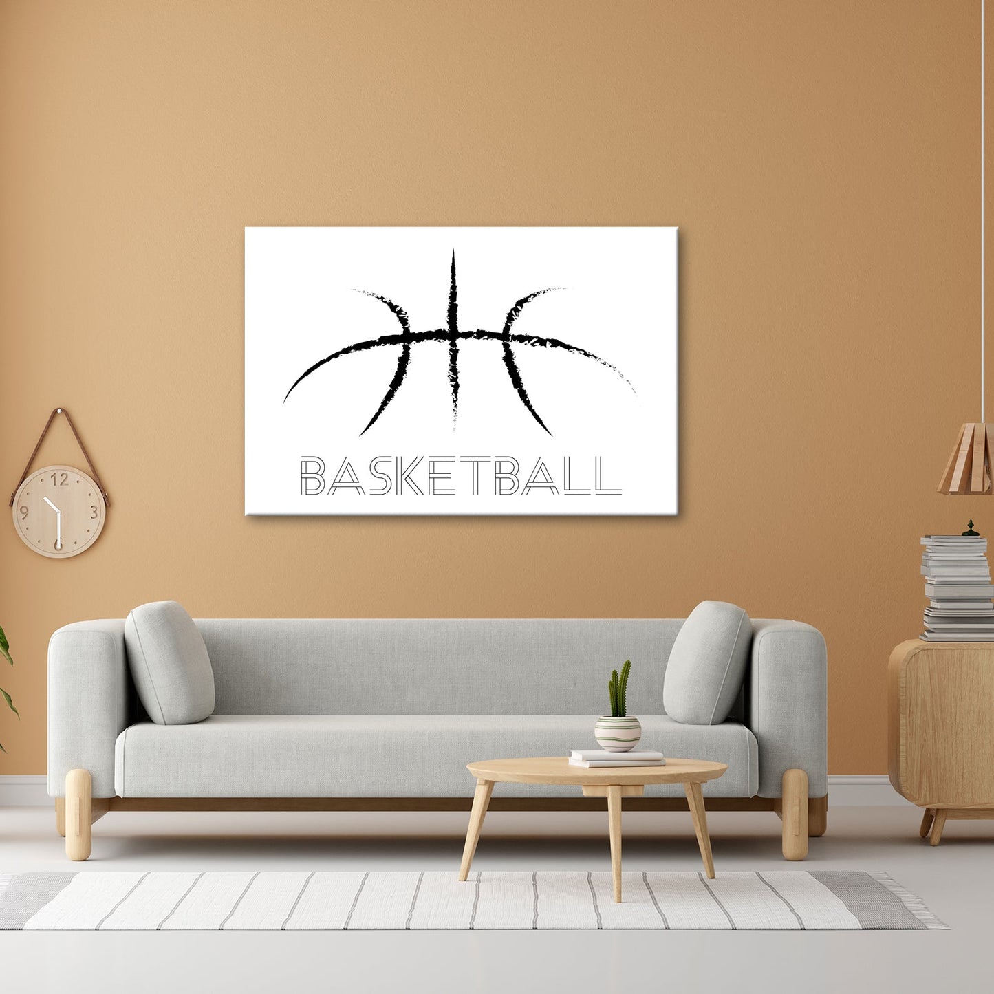 Leinwandbild Künstlerischer Basketball mit stilisiertem Schriftzug - deyoli