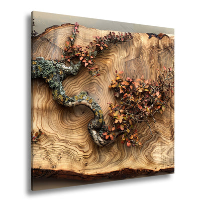 Leinwandbild Kunstvoller Ast auf edlem Holz – Natur als Gemälde. - deyoli