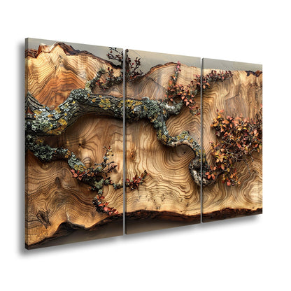 Leinwandbild Kunstvoller Ast auf edlem Holz – Natur als Gemälde. - deyoli