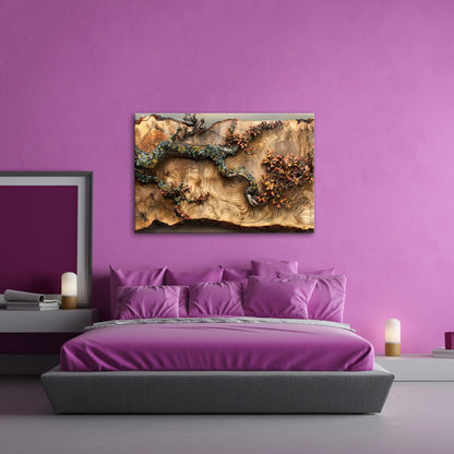 Leinwandbild Kunstvoller Ast auf edlem Holz – Natur als Gemälde. - deyoli