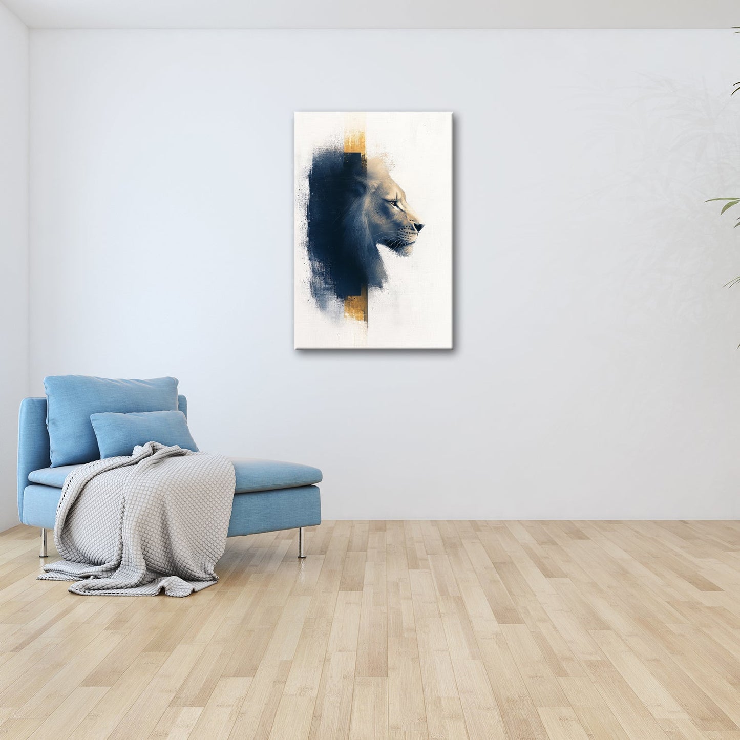 Leinwandbild Kunstvoller Blick – der Löwe erwacht in abstrakter Harmonie. - deyoli