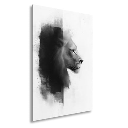 Leinwandbild Kunstvoller Blick – der Löwe erwacht in abstrakter Harmonie. - deyoli