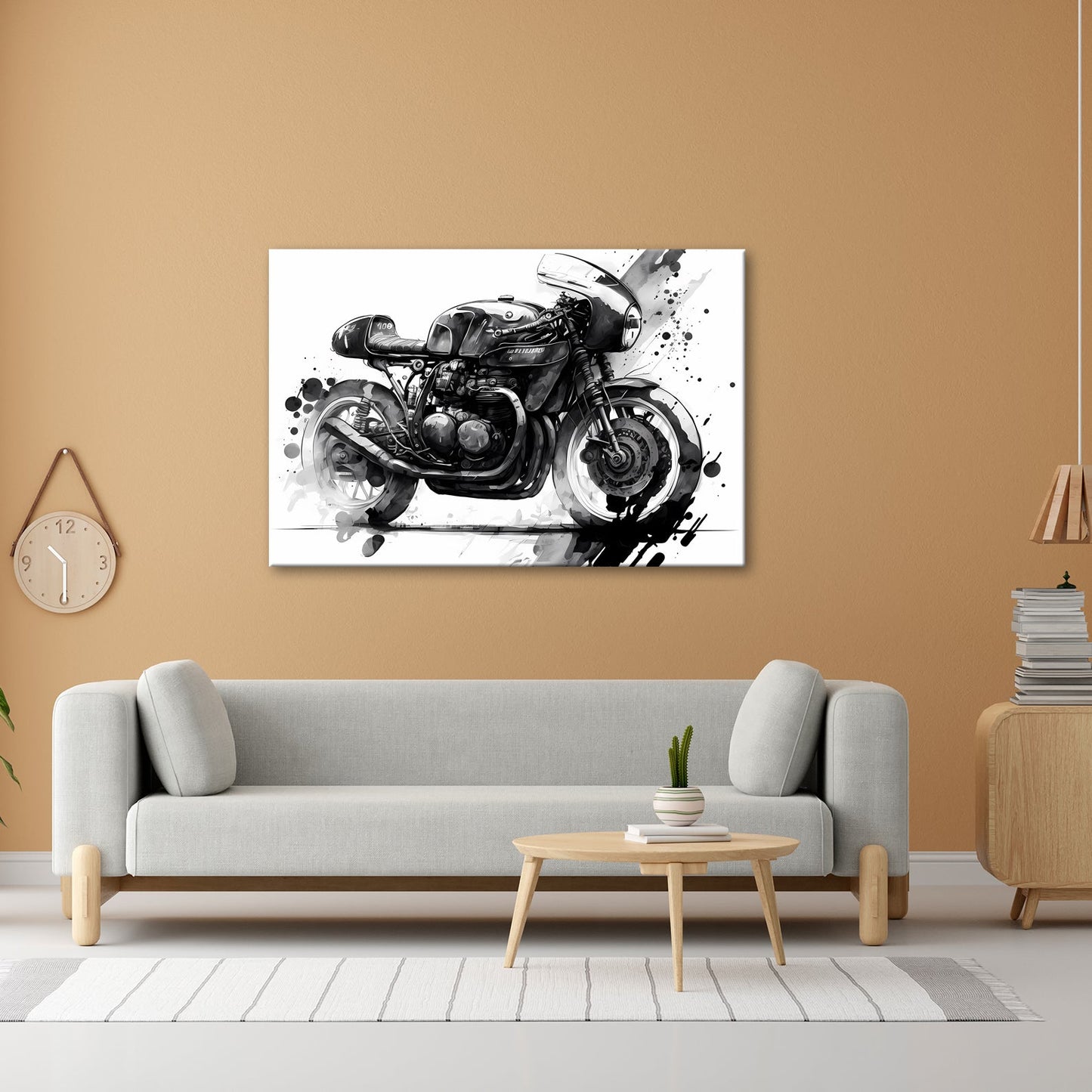 Leinwandbild Kunstvolles Motorrad – Schwarze Tusche - Ästhetik XXL - deyoli