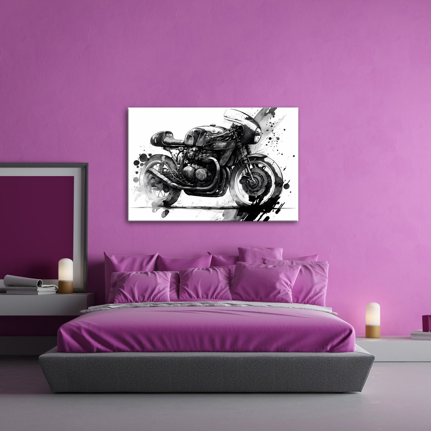 Leinwandbild Kunstvolles Motorrad – Schwarze Tusche - Ästhetik XXL - deyoli