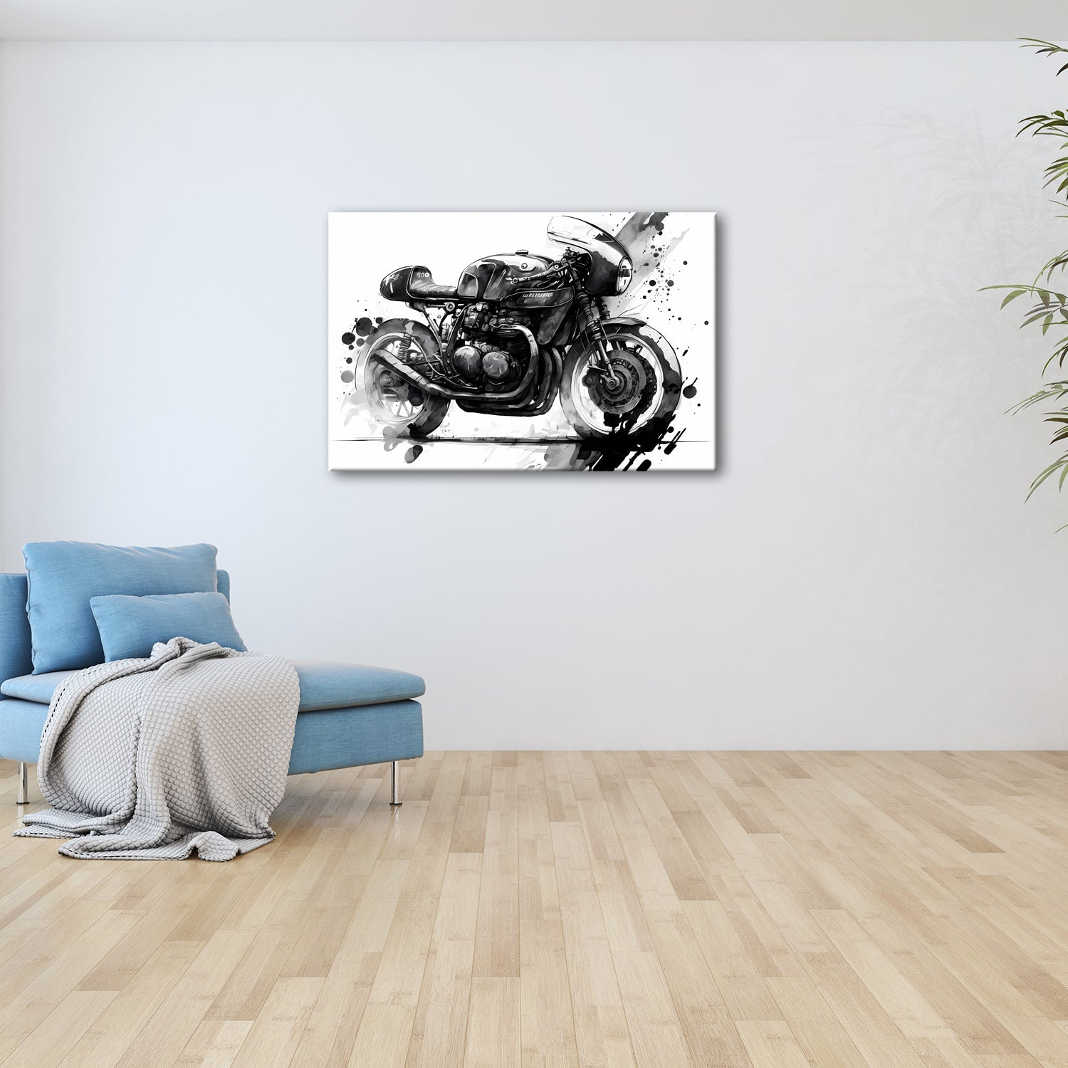 Leinwandbild Kunstvolles Motorrad – Schwarze Tusche - Ästhetik XXL - deyoli