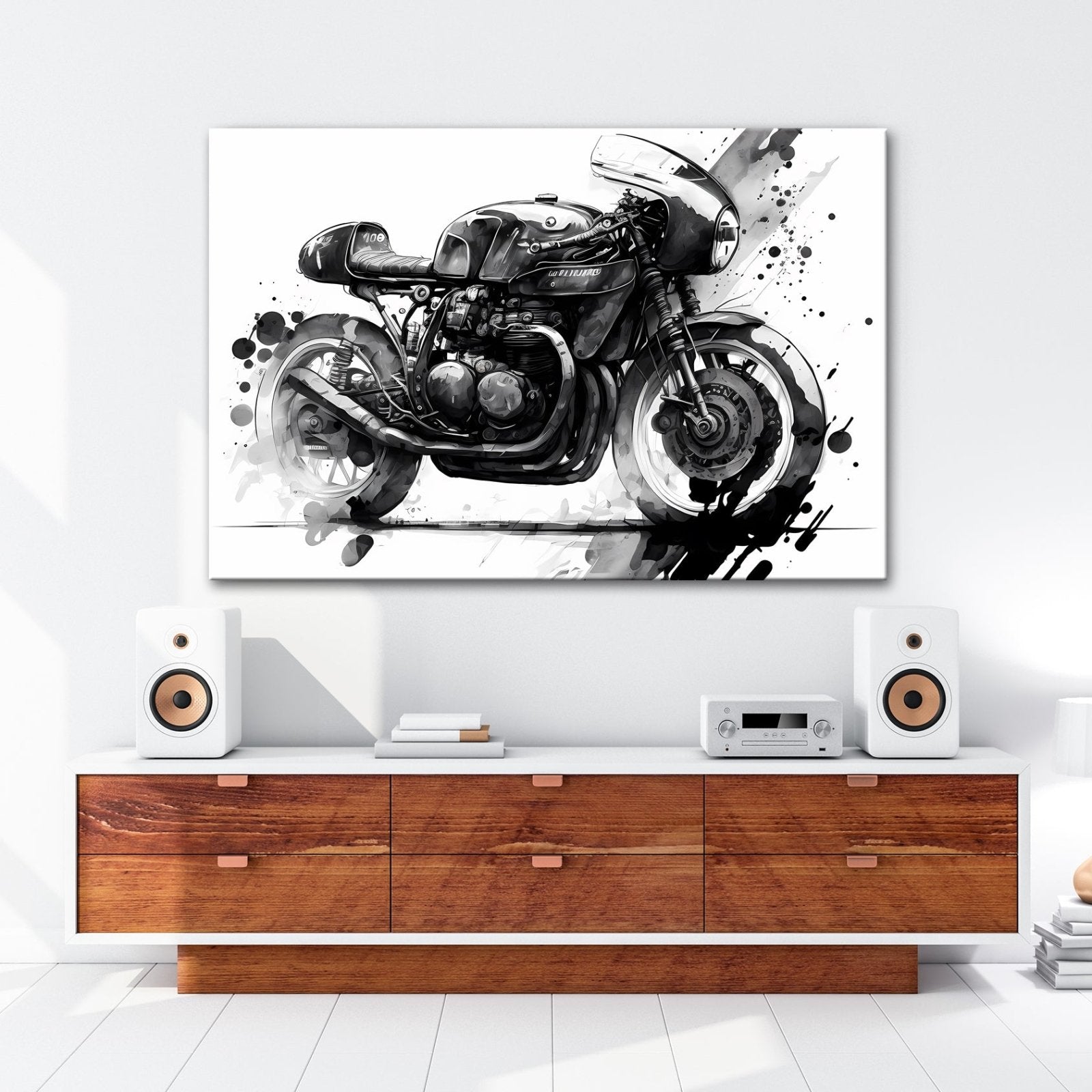 Leinwandbild Kunstvolles Motorrad – Schwarze Tusche - Ästhetik XXL - deyoli