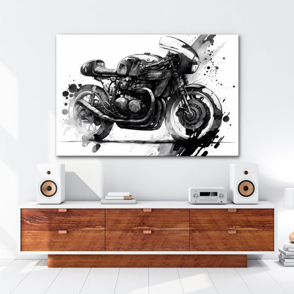 Leinwandbild Kunstvolles Motorrad – Schwarze Tusche - Ästhetik XXL - deyoli