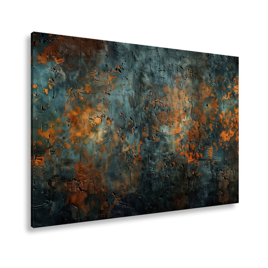 Leinwandbild Kupfer trifft Tiefe abstrakte Patina Blau Rost XXL – Abstrakte Kunst - deyoli