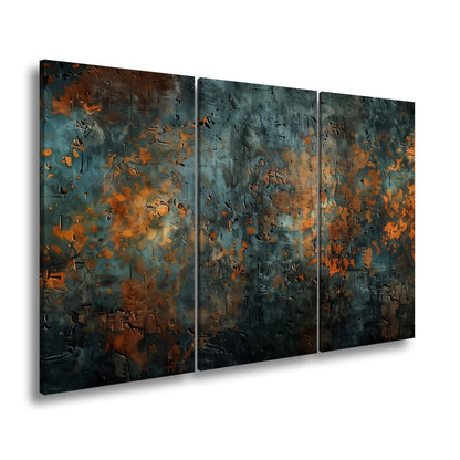 Leinwandbild Kupfer trifft Tiefe abstrakte Patina Blau Rost XXL – Abstrakte Kunst - deyoli
