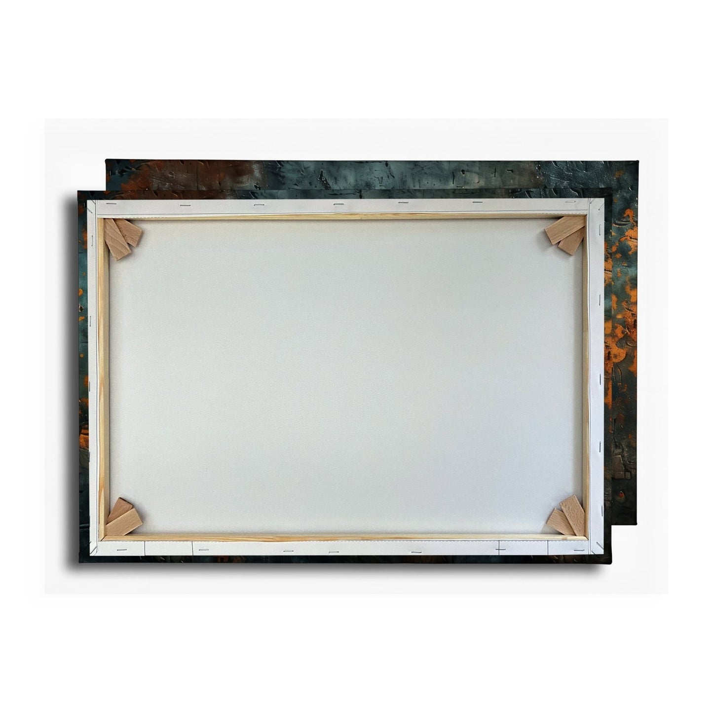 Leinwandbild Kupfer trifft Tiefe abstrakte Patina Blau Rost XXL – Abstrakte Kunst - deyoli