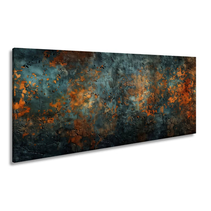 Leinwandbild Kupfer trifft Tiefe abstrakte Patina Blau Rost XXL – Abstrakte Kunst - deyoli