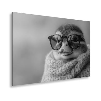 Leinwandbild Kuscheliger Coolnesskönig – Pinguin posiert im Strick und Stil. - deyoli