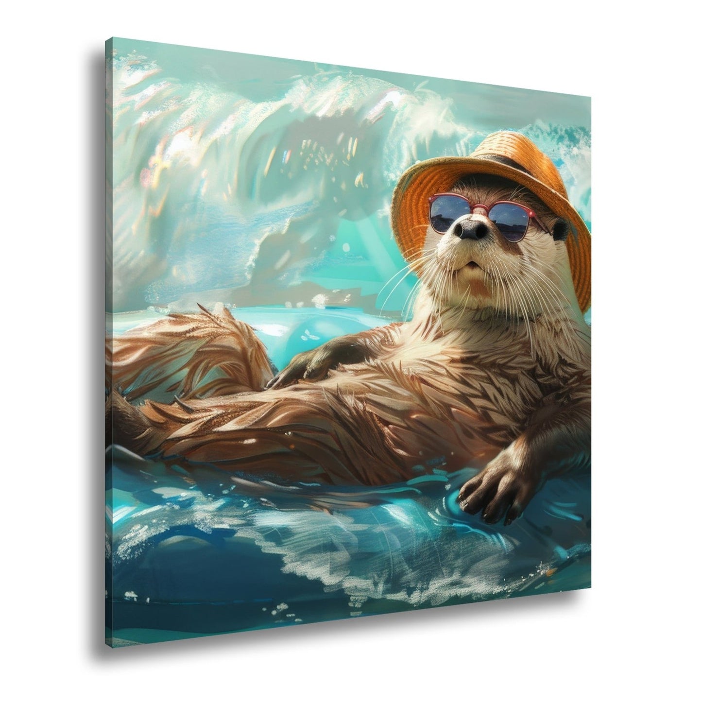 Leinwandbild Lässiger Otter – Genießt das Leben auf der Welle XXL - deyoli