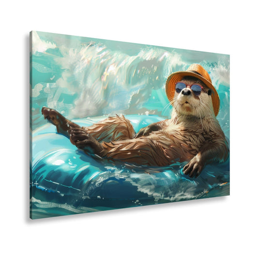 Leinwandbild Lässiger Otter – Genießt das Leben auf der Welle XXL - deyoli