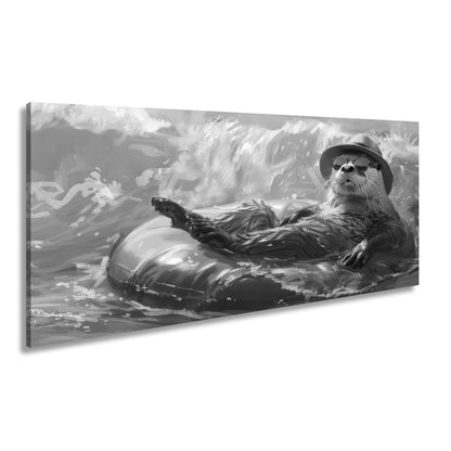 Leinwandbild Lässiger Otter – Genießt das Leben auf der Welle XXL - deyoli