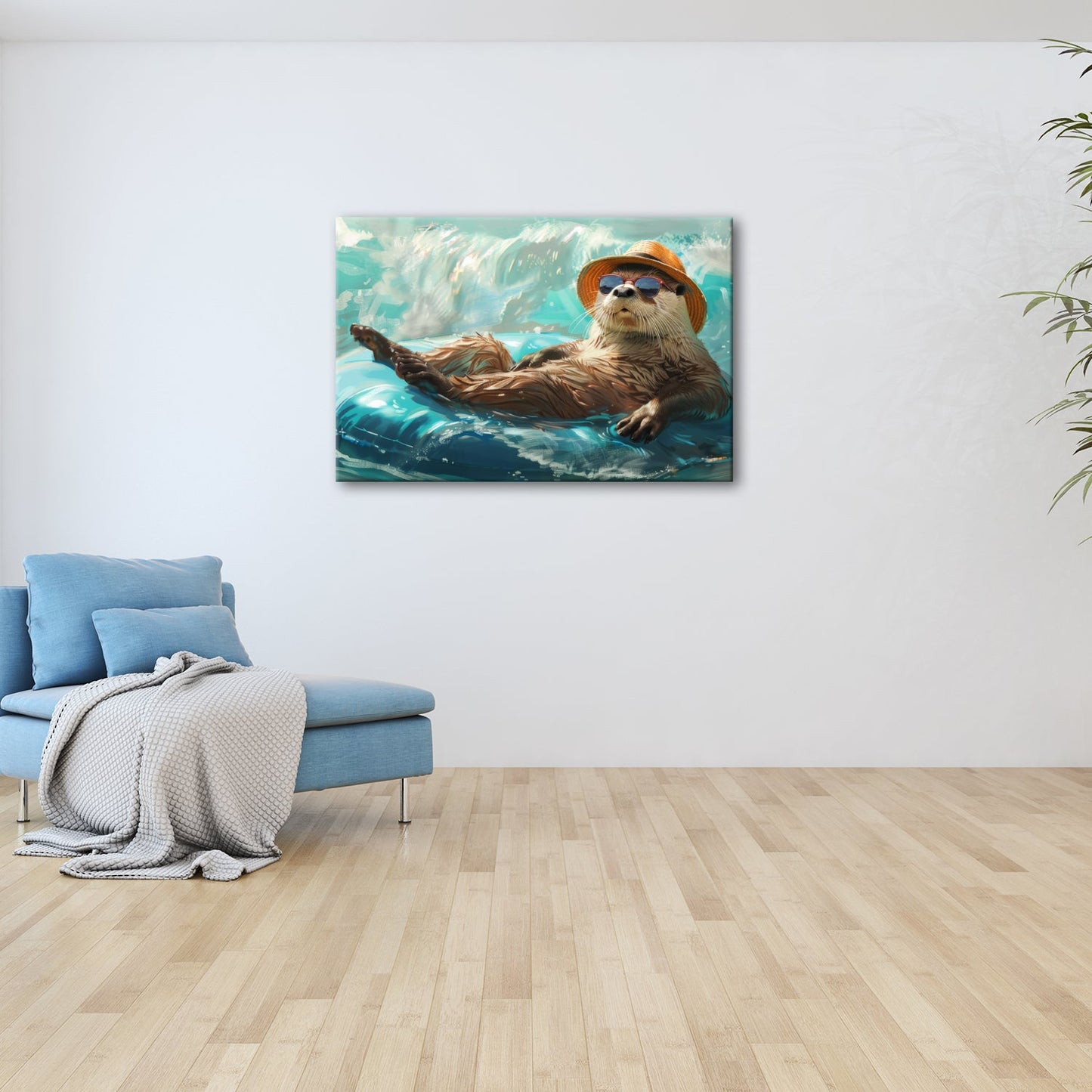 Leinwandbild Lässiger Otter – Genießt das Leben auf der Welle XXL - deyoli