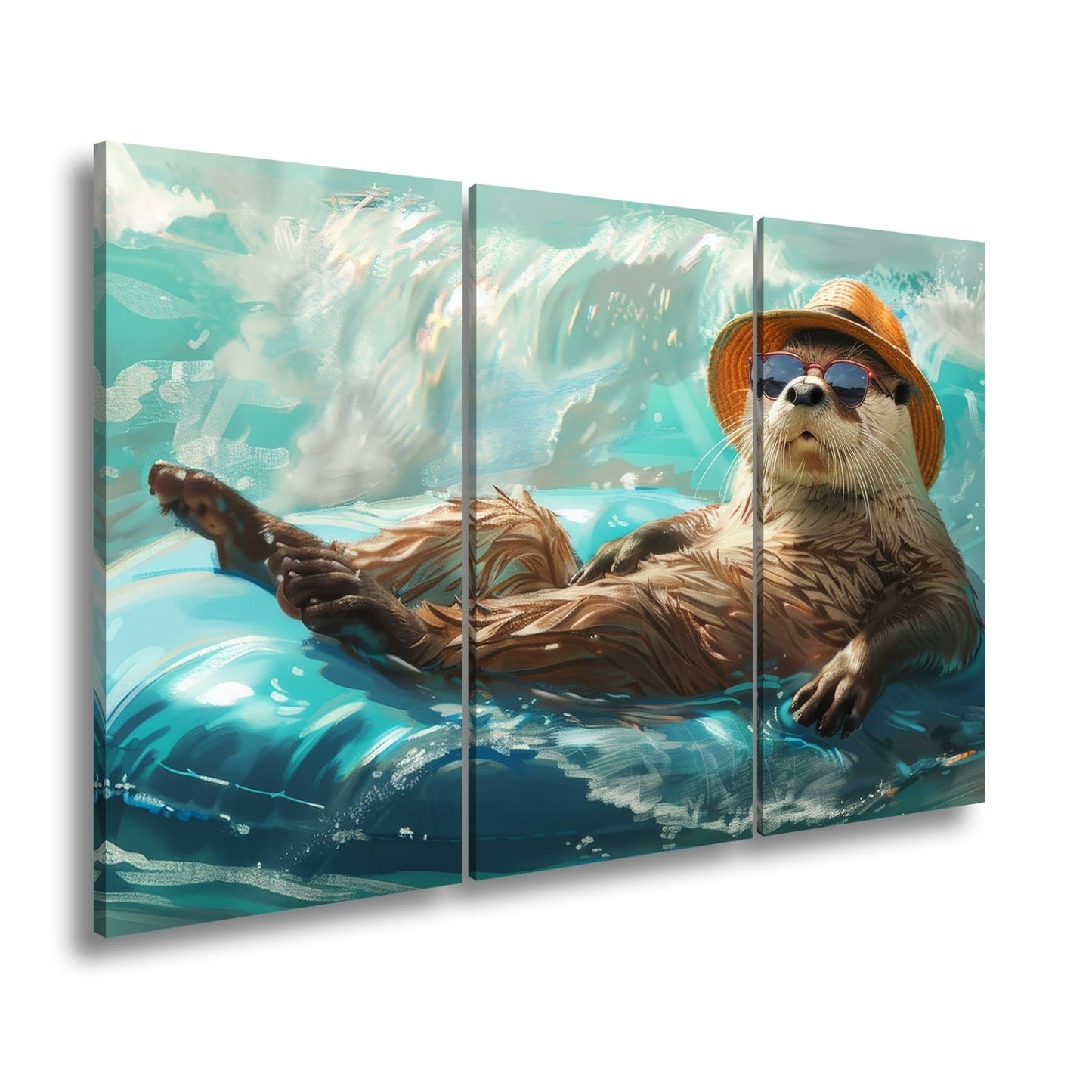 Leinwandbild Lässiger Otter – Genießt das Leben auf der Welle XXL - deyoli