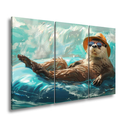 Leinwandbild Lässiger Otter – Genießt das Leben auf der Welle XXL - deyoli