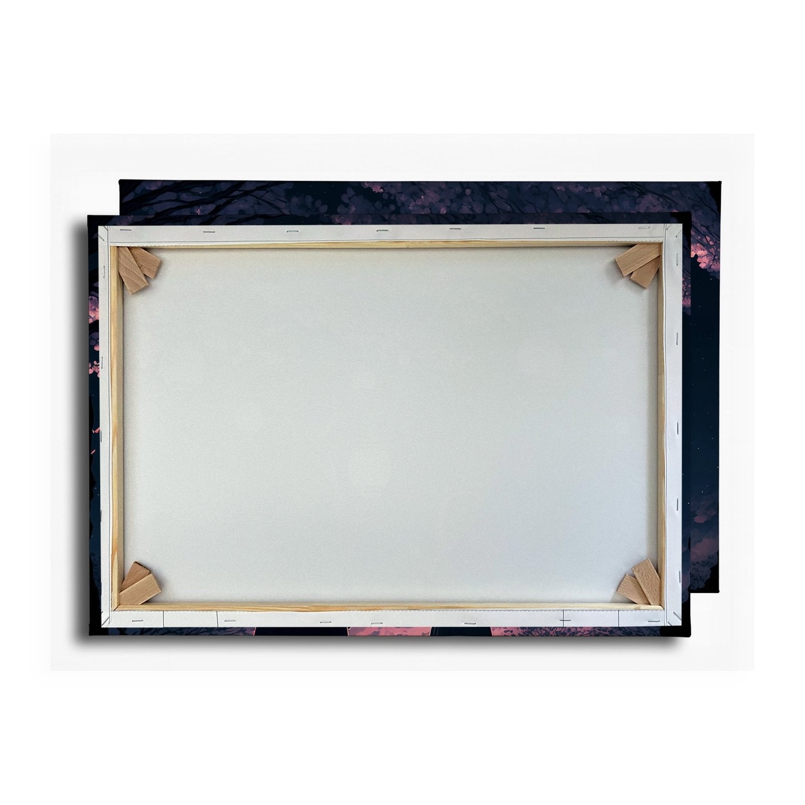 Leinwandbild Laternen schweben durch die Nacht unter Kirschblüten. - deyoli