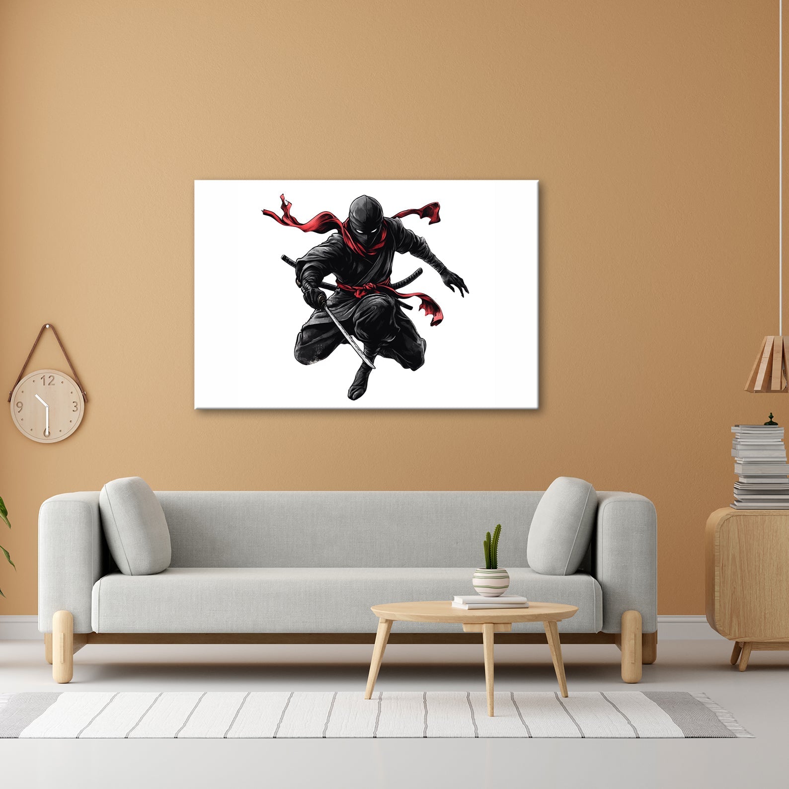 Leinwandbild Lautloser Ninja im Sprung, ein Wirbel aus Kraft und Stille - deyoli